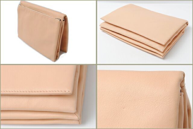 Celine Clutch Pouch Clutch Bag 173033 Lambskin SOFT TRIO Soft Trio Pink Beige