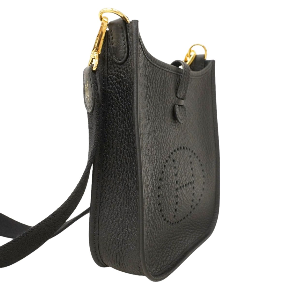 Hermes Shoulder Bag Evelyne TPM Taurillon Clemence Black Gold — view 2