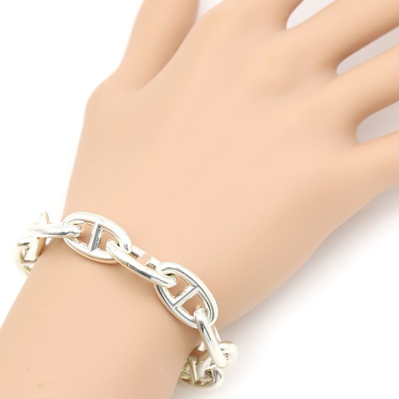 Hermes Bracelet Chaine D'ancre GM Silver 925 Silver 12 Frames Star Ring Silver
