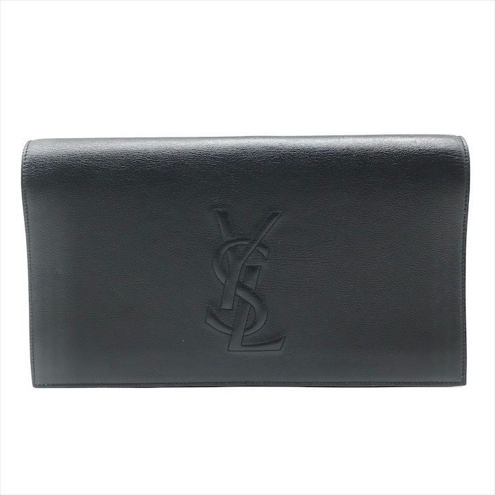 Saint Laurent YSL Sanint Clutch Black Leather Formal
