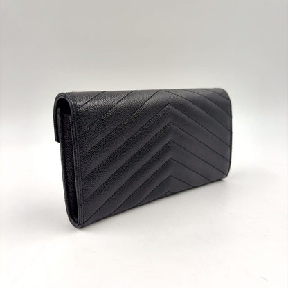 Saint Laurent Paris Monogram Leather Black Wallet Gold — view 2