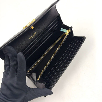 Saint Laurent Paris Monogram Leather Black Wallet Gold — view 3