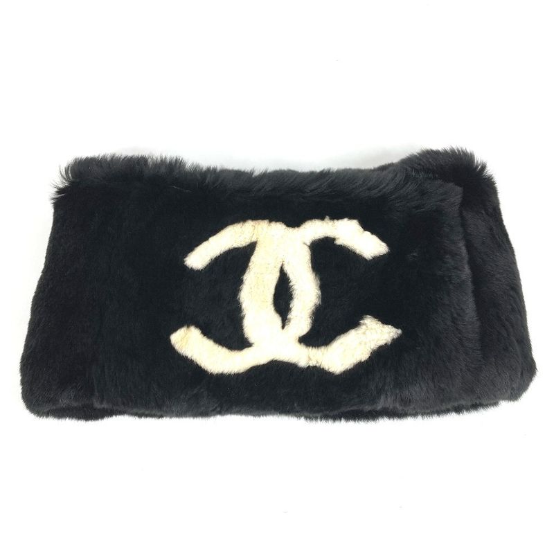 Chanel Scarf CC Logo Coco Mark Tippet Black