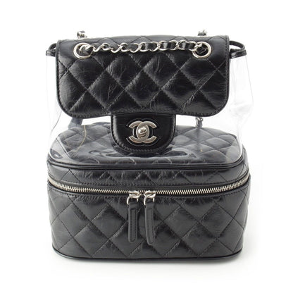 Chanel Leather Quilted Clear Backpack Black