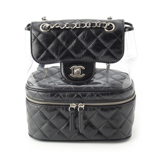 Chanel Leather Quilted Clear Backpack Black