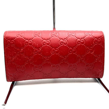 Gucci 388679 Guccissima Wallet Leather Red Women's Fashion Accessories