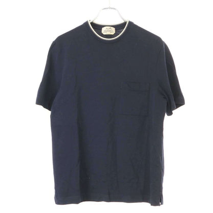Hermes H Pocket Crew Neck T-Shirt Navy M