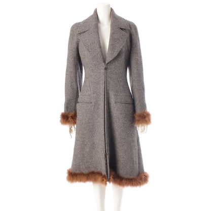 Chanel 97 A Wool Long Coat Outerwear Gray 38