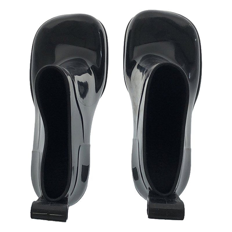 Bottega Veneta - Square Toe Rubber Heeled Short Boots - 35 - Black - Women's