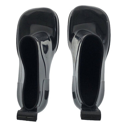 Bottega Veneta - Square Toe Rubber Heeled Short Boots - 35 - Black - Women's