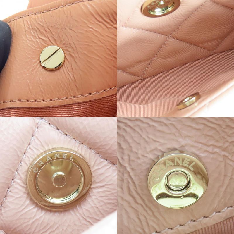 Chanel Shoulder Bag Matelasse Leather Peach Beige Gold Hardware 29th Coco Mark