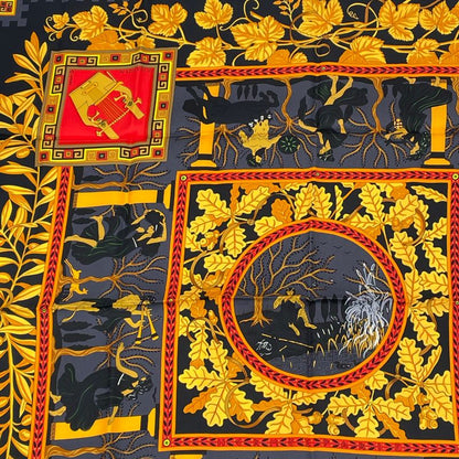 Hermes Carre 90 Musique DES Dieux Music Of The Gods Scarf Silk Black