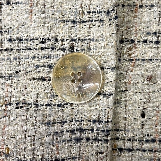 Celine Tweed Jacket Beige Excellent Condition Cleaned Size 40