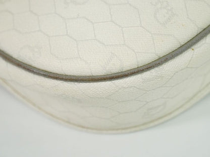 Authentic Christian DIOR Honeycomb Pattern Shoulder Bag Pochette PVC White Bag