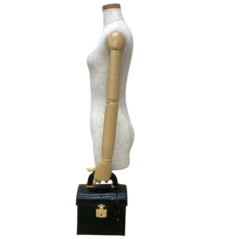 Gucci Vintage Ladylock Croco Leather Handbag Vanity