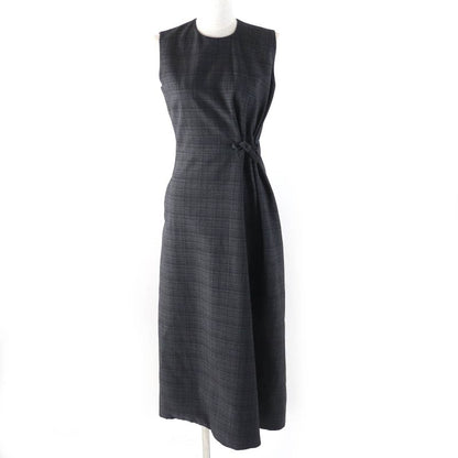 Christian DIOR 2023 341r30a1518 100% Wool Check Sleeveless Dress With Ribbon
