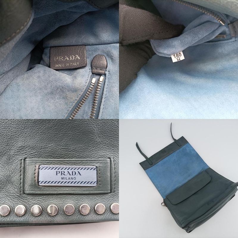 Prada Etiquette Greyish Green Leather 1bd082180/h