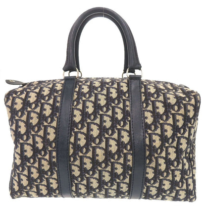 Dior Trotter Canvas Leather Navy Beige Mini Boston Bag Navybeige