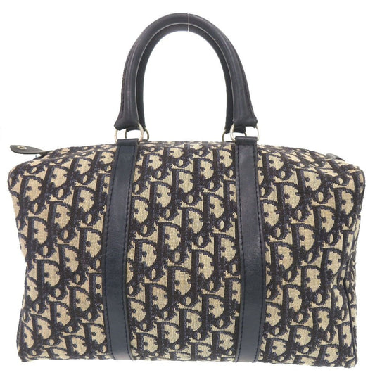 Dior Trotter Canvas Leather Navy Beige Mini Boston Bag Navybeige