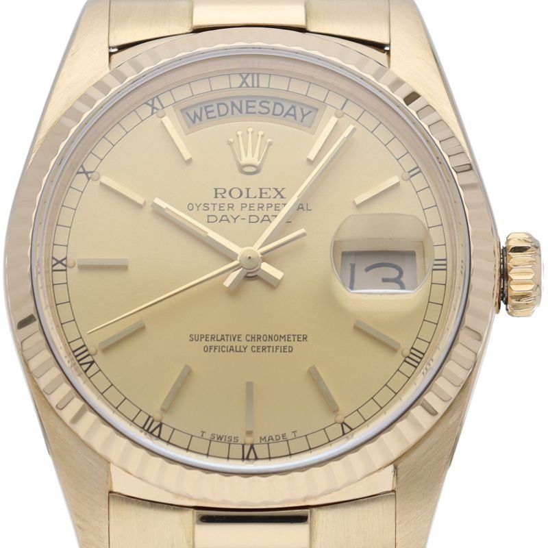 Rolex Day Date Watch 18k Yellow Gold Chien Pankara Oh Polished