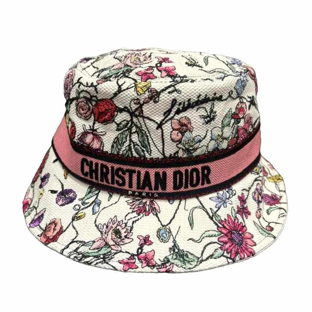Dior D-bobby Hat Bucket Floral Pattern White