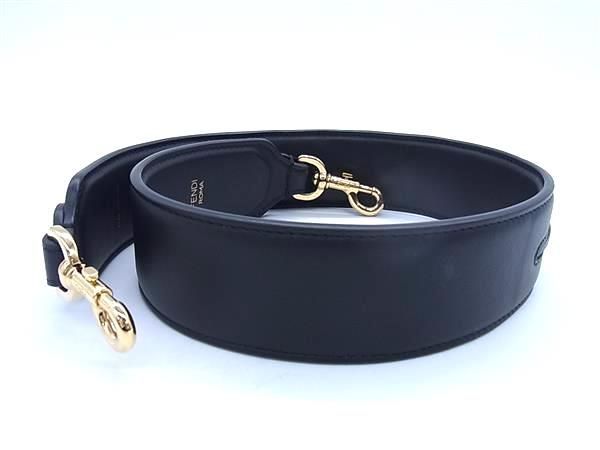 Fendi Leather Shoulder Strap Gold Hardware Women's Black And Gold