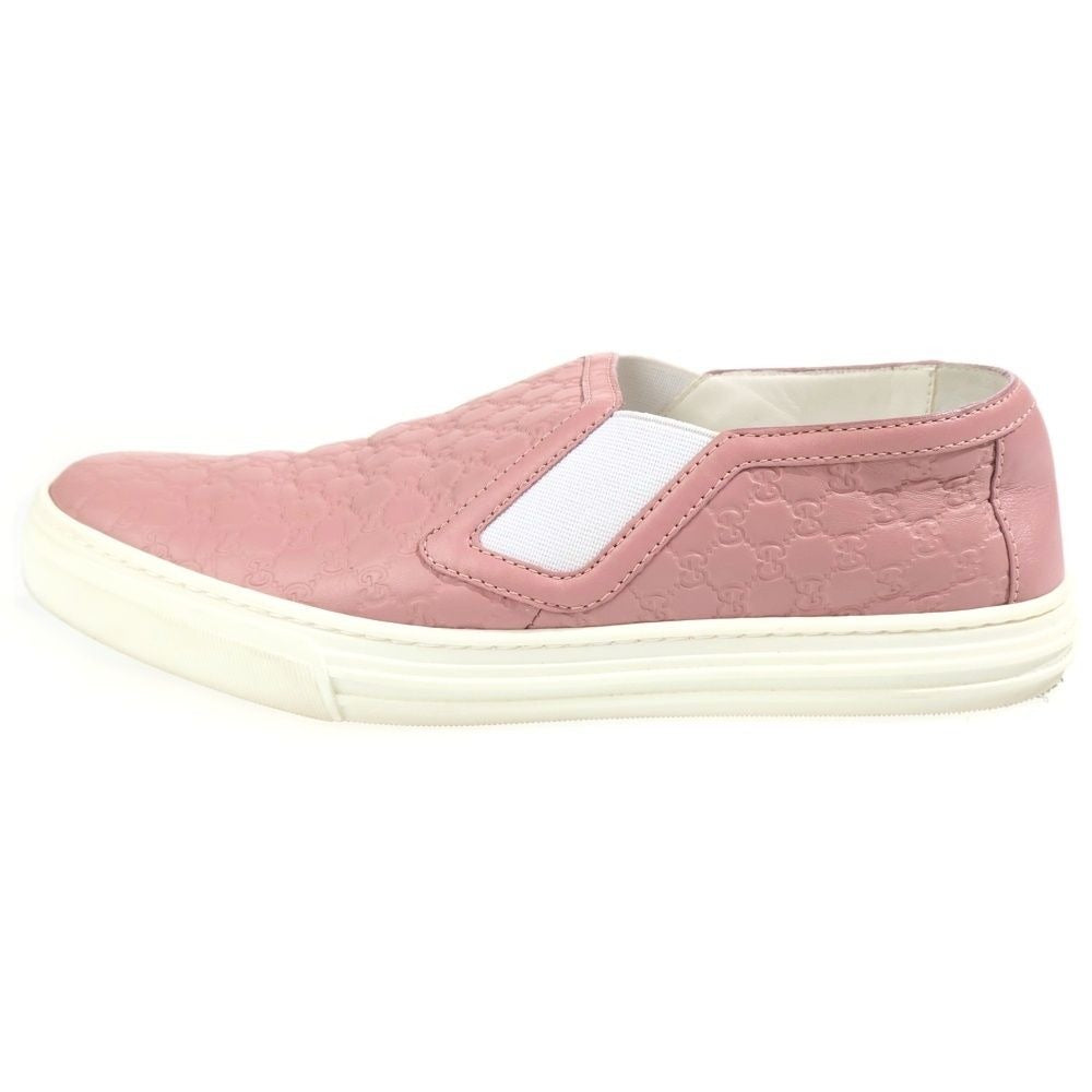 Gucci Micro Guccissima Embossed Leather Sneakers Slip on Pink