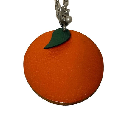 Hermes Key Holder (charm ) Fruit Key Holder Orange X Green X Silver Leather