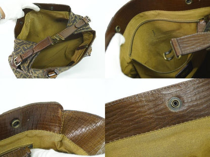 Authentic Fendi Etonico Zucca Tote Handbag Canvas Brown 8bn162 Etonico Bag