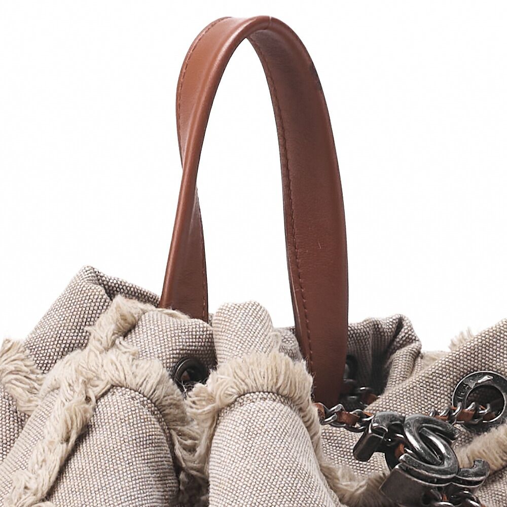 Chanel Sequined Drawstring Backpack With Striped Coco Charm Red (silver