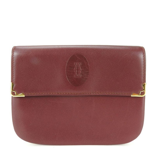 Cartier Pouch Must Line Leather Bordeaux Goldhardware Everyday Use Small Items