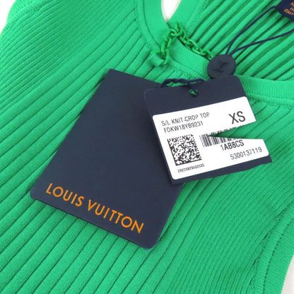 Louis Vuitton 23AW 1ab8cs Chain Decor Cropped Ribbed Tank Top Green XS Made In