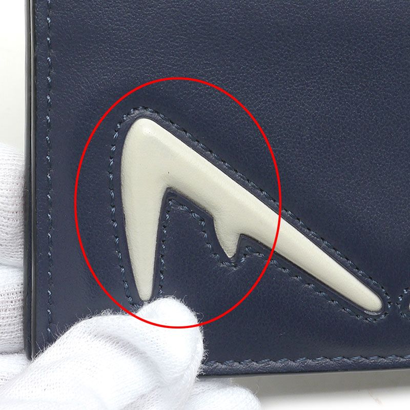 Fendi Monster Bug's Eye Card Case Navy And White