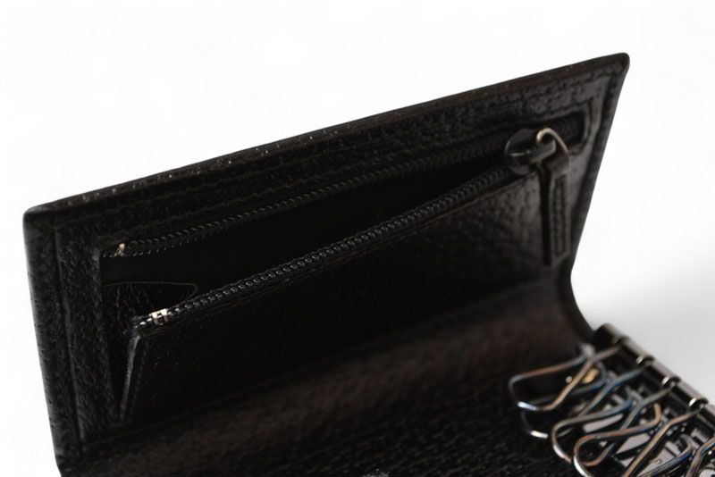 Gucci Outlet Key Case Key Holder Gucci 6-stacks Pigskin Sherry Line Black 033