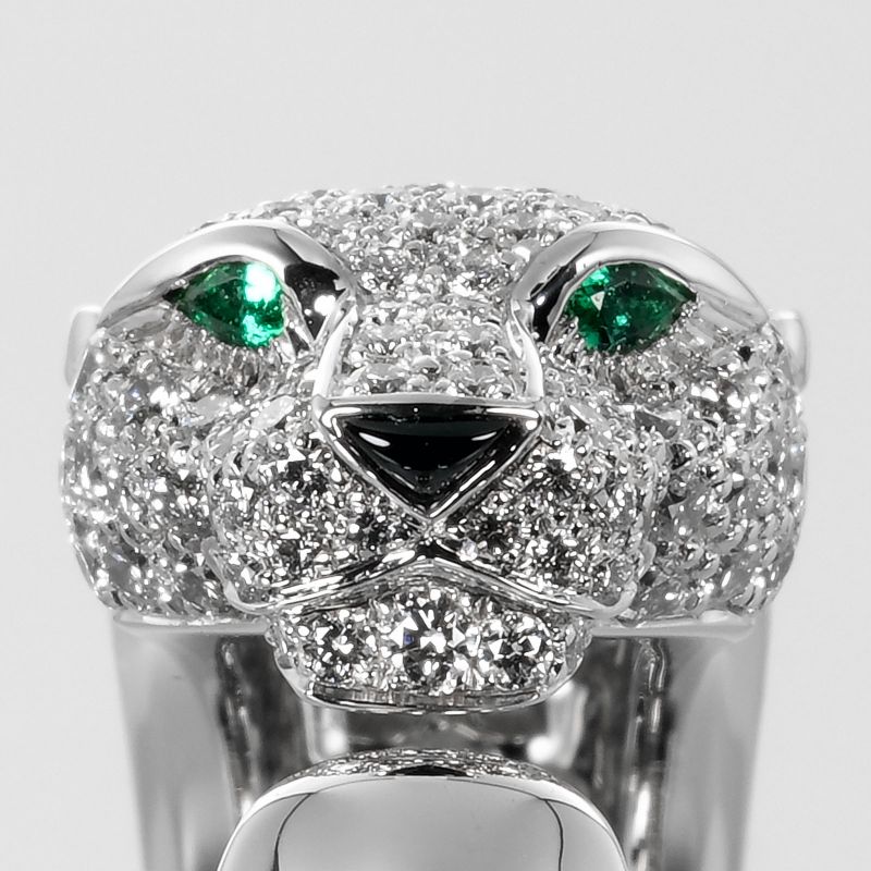 Cartier Panthère 18kwhite Gold × Diamonds × Emerald #18 Ladies 15.94g Ring