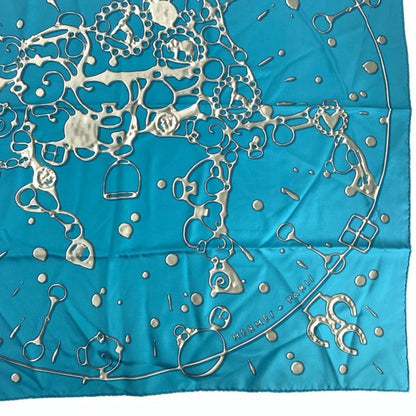 Hermes Carre 90 Cheval Fusion Cheval Fusion Blue Silk Scarf