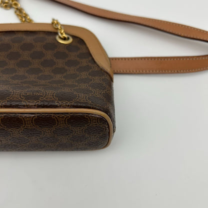 Celine Macadam Brown Tea Vintage Small Mini Chain Shoulder Bag Back Purse — view 11