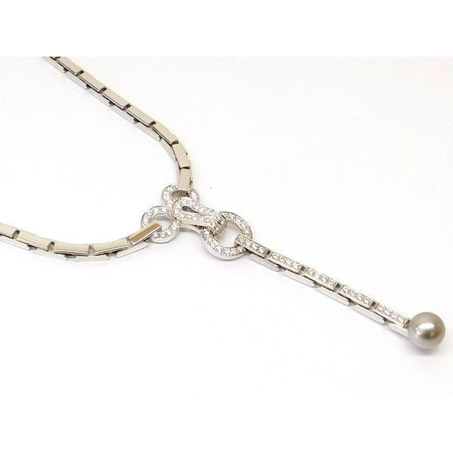 Cartier F Agrafe Necklace Diamond 18K White Gold 80 g Detachable