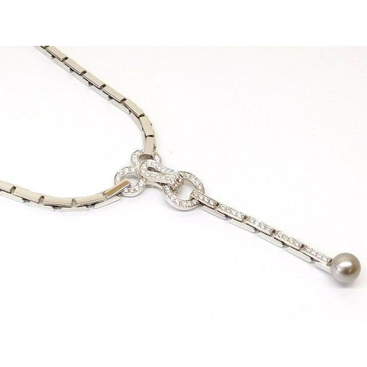Cartier F Agrafe Necklace Diamond 18K White Gold 80 g Detachable