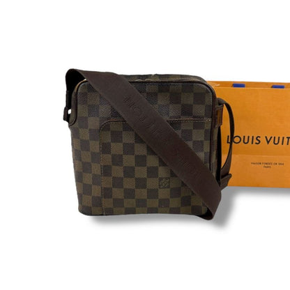 Louis Vuitton Shoulder Bag Olaf PM Damier Leather Ebene Brown Crossbody