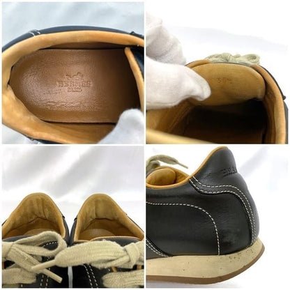 Hermes Shoes Quick Sneakers Black Beige Ec19898