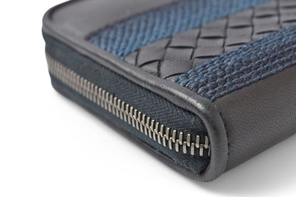 Bottega Veneta Wallet Bottega Veneta Long Wallet With Round Zipper Navy Multi