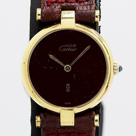 Cartier Must Vendome 23 Quartz Wine Red Dial Watch