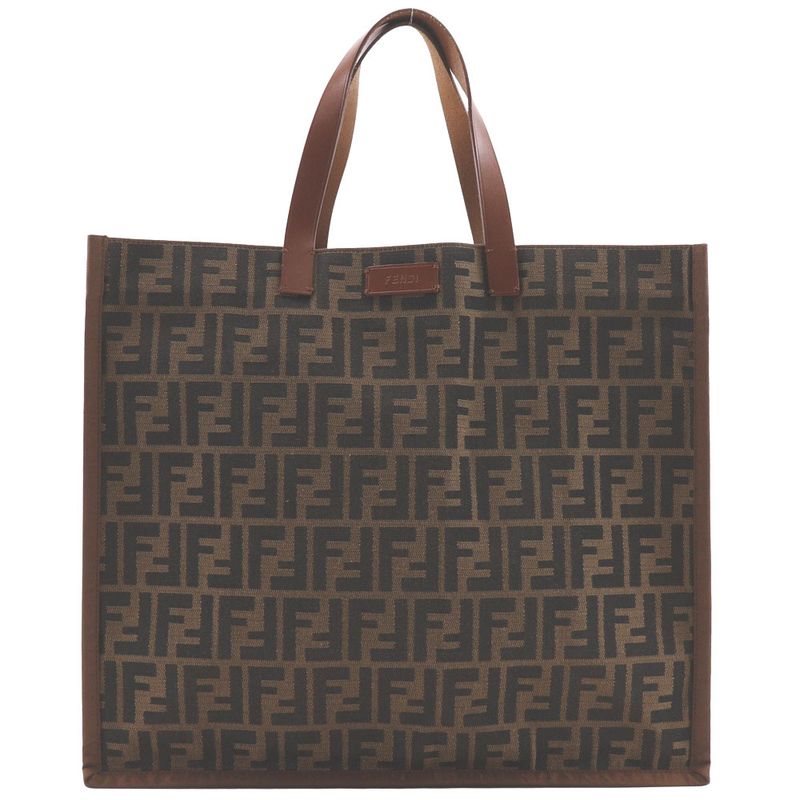 Fendi Zucca Tote Bag 8bh235-gkf Nylon Canvas Brown Unisex Handbag