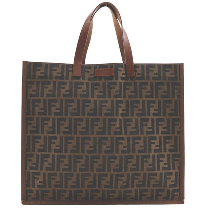 Fendi Zucca Tote Bag 8bh235-gkf Nylon Canvas Brown Unisex Handbag