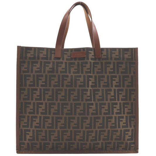 Fendi Zucca Tote Bag 8bh235-gkf Nylon Canvas Brown Unisex Handbag