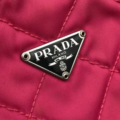 Prada Nylon Tessuto Quilted Pouch Case Pink