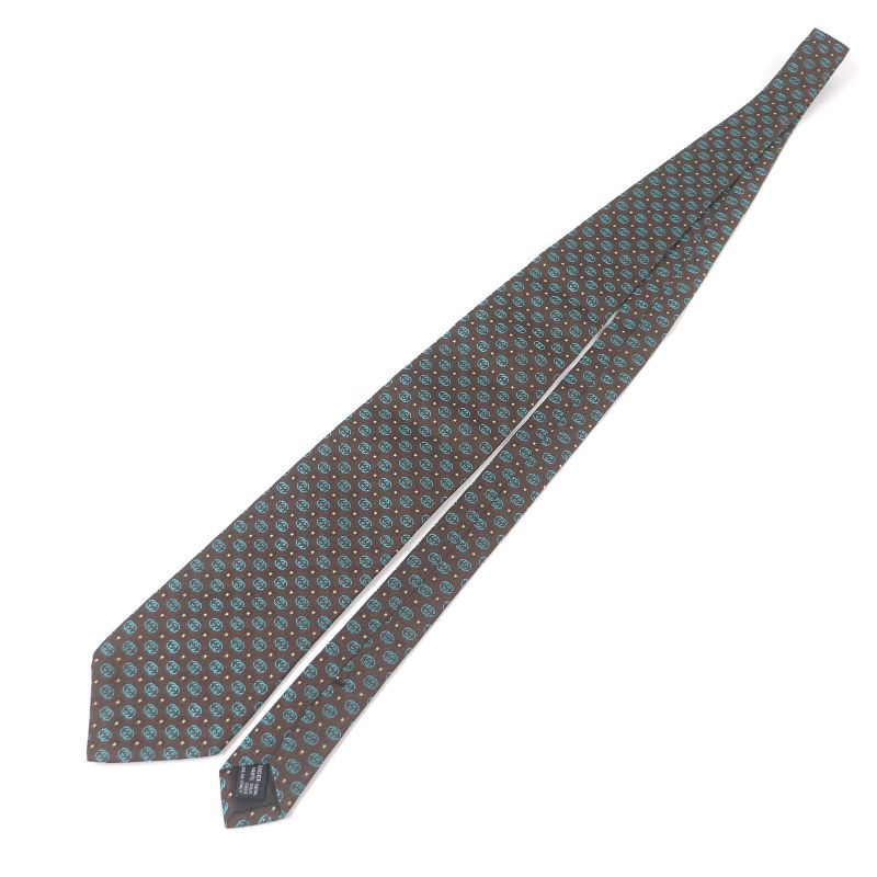 Gucci 100% Silk Interlocking G Total Pattern Cles St Logo Tie Wide Tie Brown