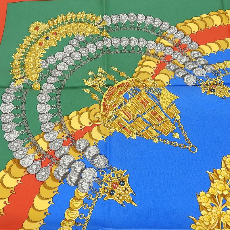 Hermes Scarf Carre 90 Silk 100% Kosmima Universe Blue Green Red Women Hermes