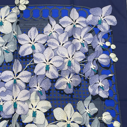 Hermes Scarf Carre 90 Silk Souvenirs D'asie Asian Memories Navy